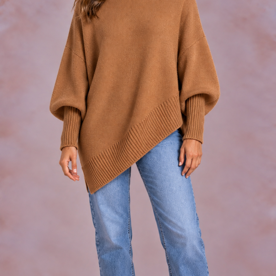 EVO | Damski oversize’owy sweter z wydłużonym dołem