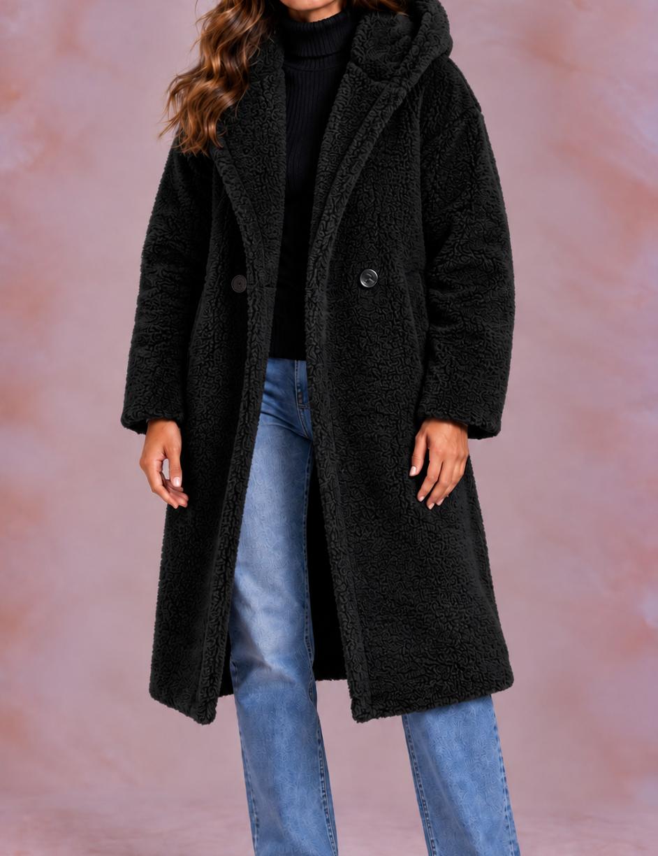 EVO | Damski płaszcz teddy o oversize’owym kroju