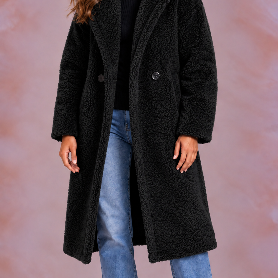 EVO | Damski płaszcz teddy o oversize’owym kroju