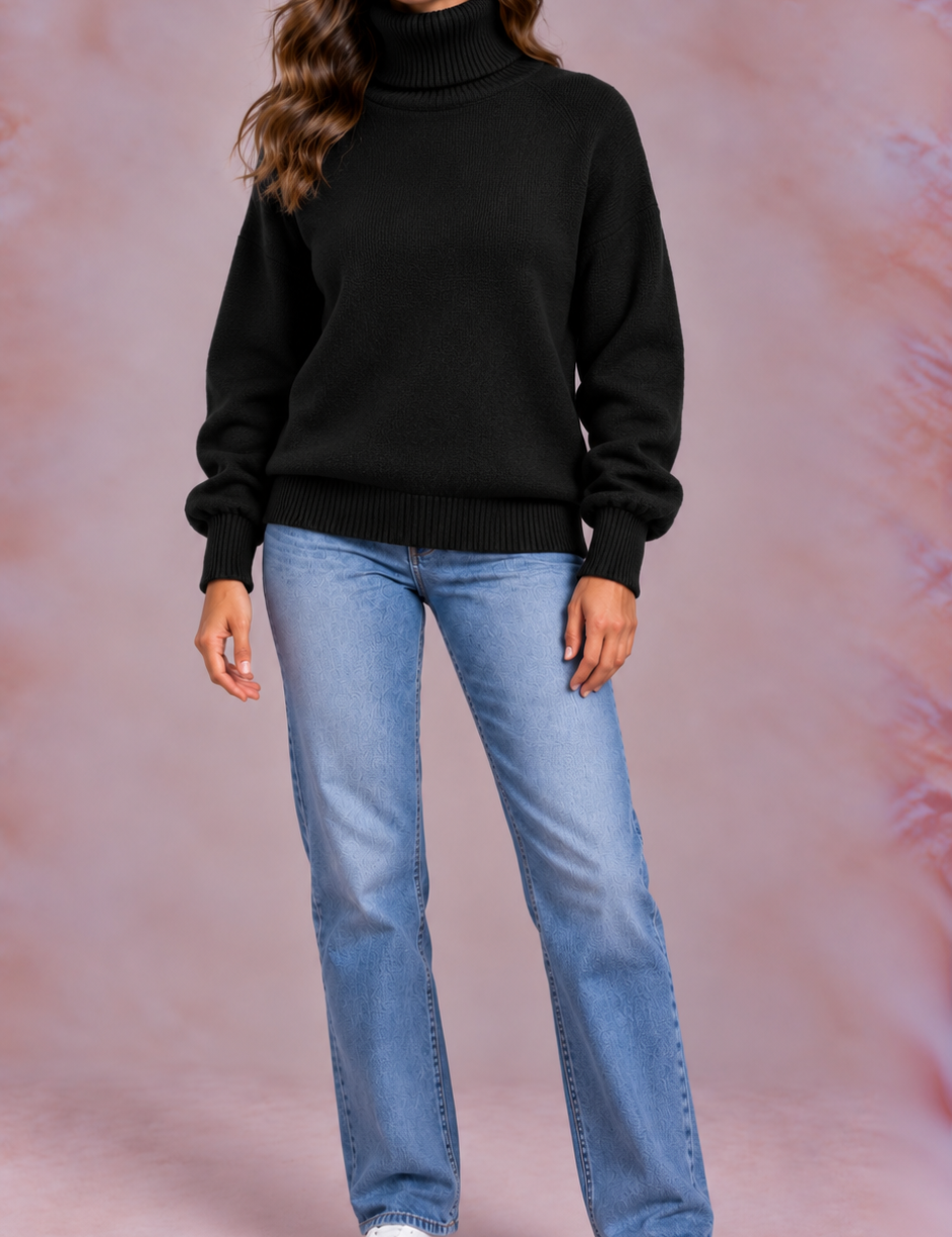 EVO | Damski sweter z golfem, krój regular fit