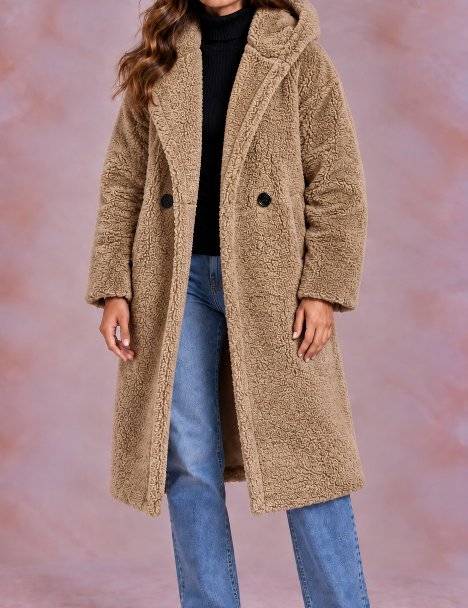 EVO | Damski płaszcz teddy o oversize’owym kroju