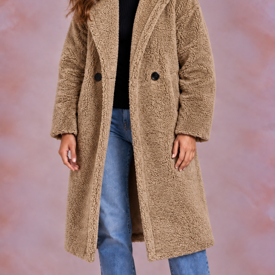 EVO | Damski płaszcz teddy o oversize’owym kroju