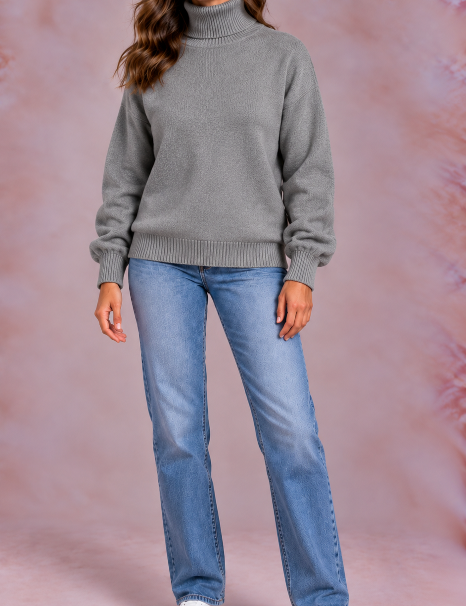 EVO | Damski sweter z golfem, krój regular fit