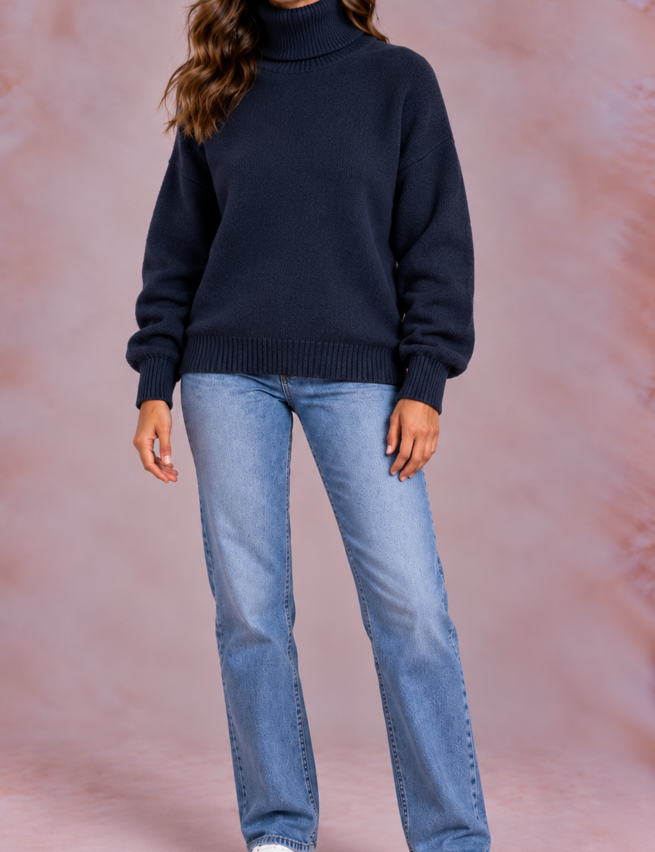 EVO | Damski sweter z golfem, krój regular fit
