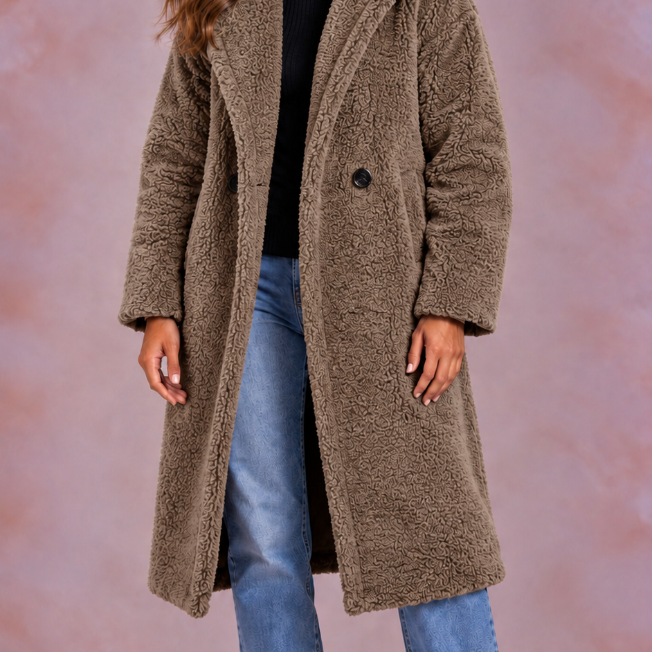 EVO | Damski płaszcz teddy o oversize’owym kroju