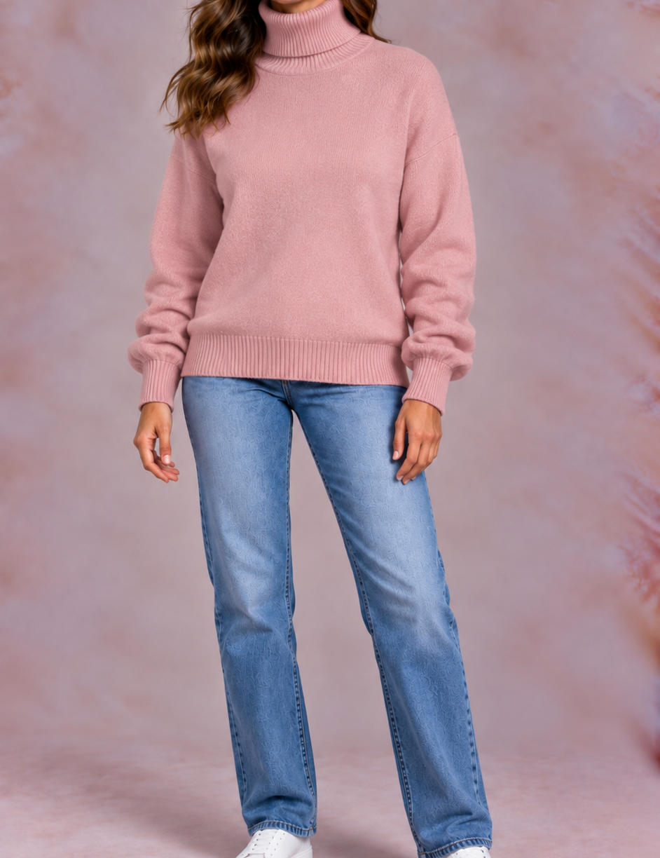 EVO | Damski sweter z golfem, krój regular fit