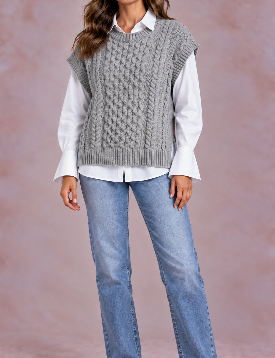 EVO | Damski sweter bez rękawów, krój regular fit