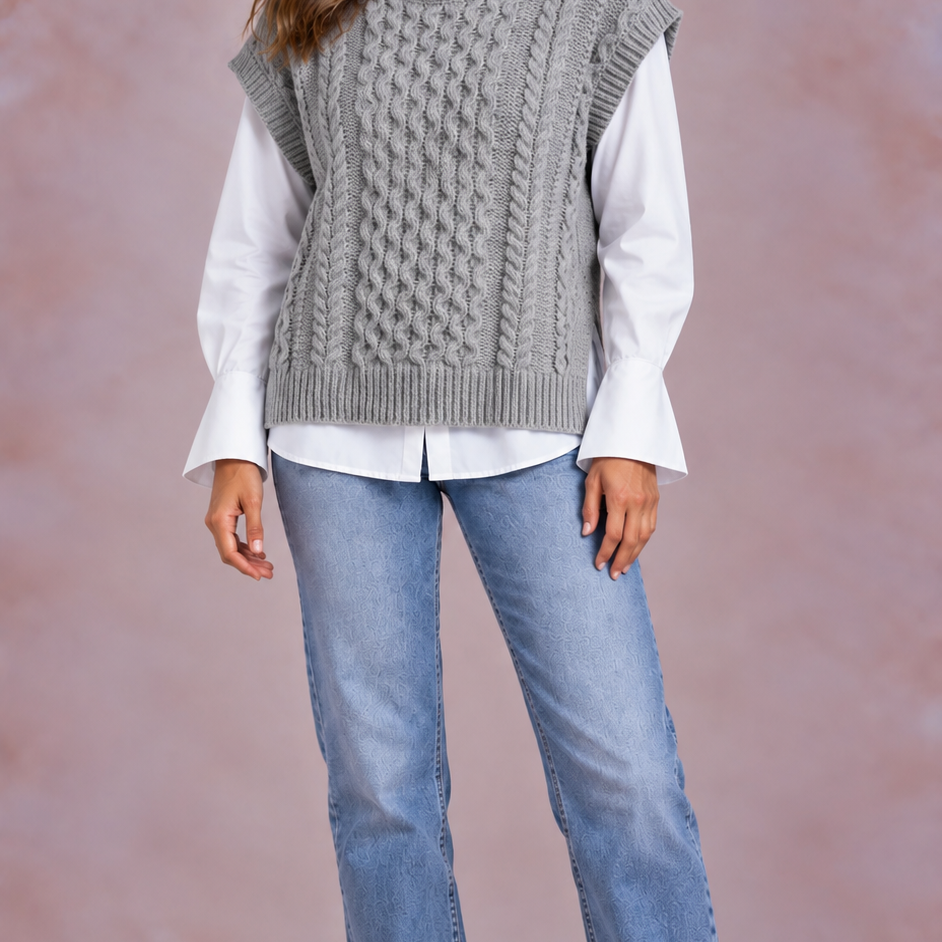 EVO | Damski sweter bez rękawów, krój regular fit