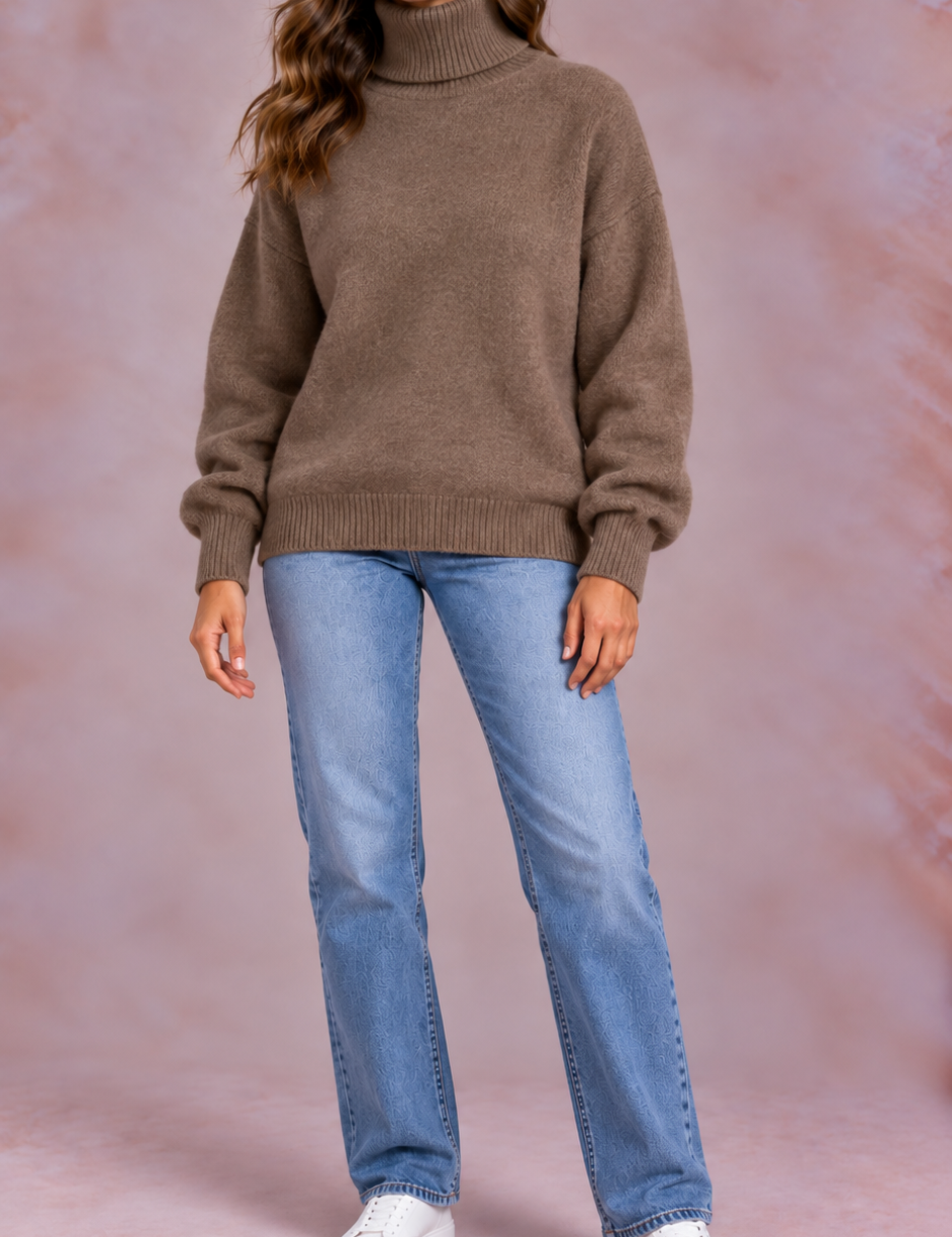 EVO | Damski sweter z golfem, krój regular fit