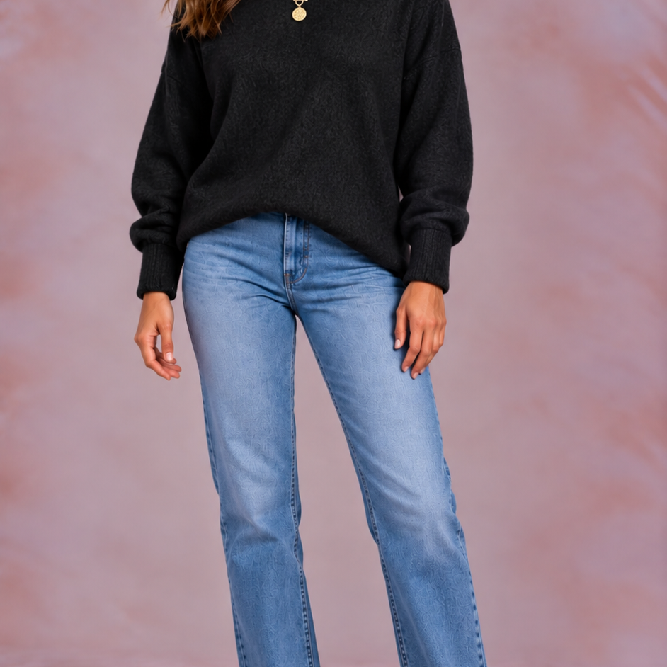 EVO | Damski oversize’owy sweter nietoperz z asymetrycznym dołem