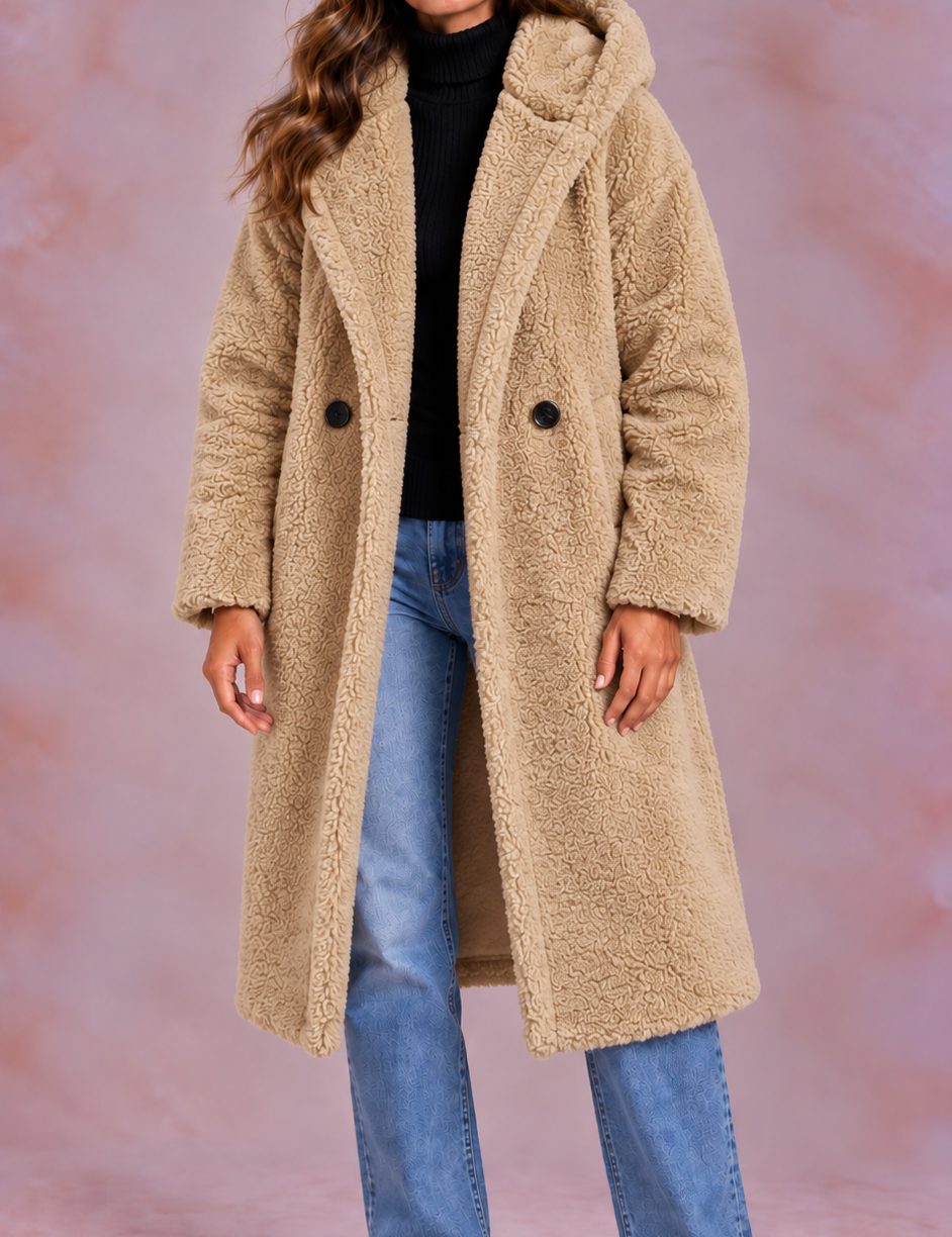 EVO | Damski płaszcz teddy o oversize’owym kroju