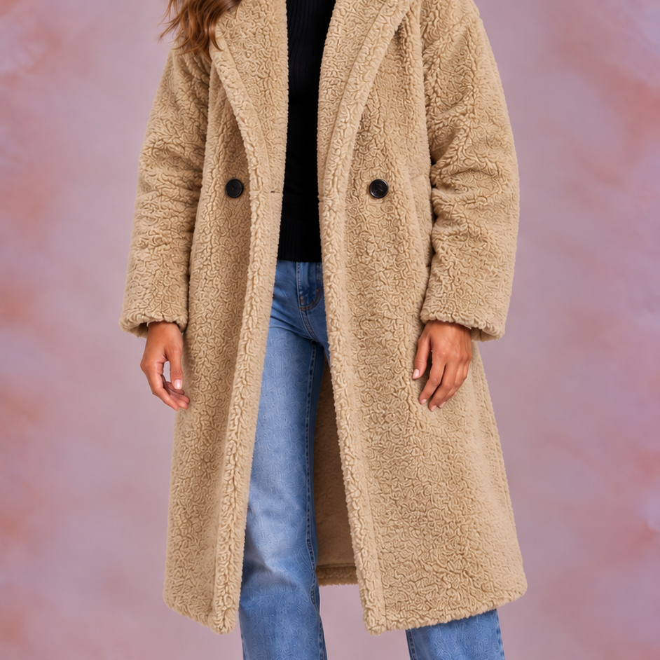 EVO | Damski płaszcz teddy o oversize’owym kroju