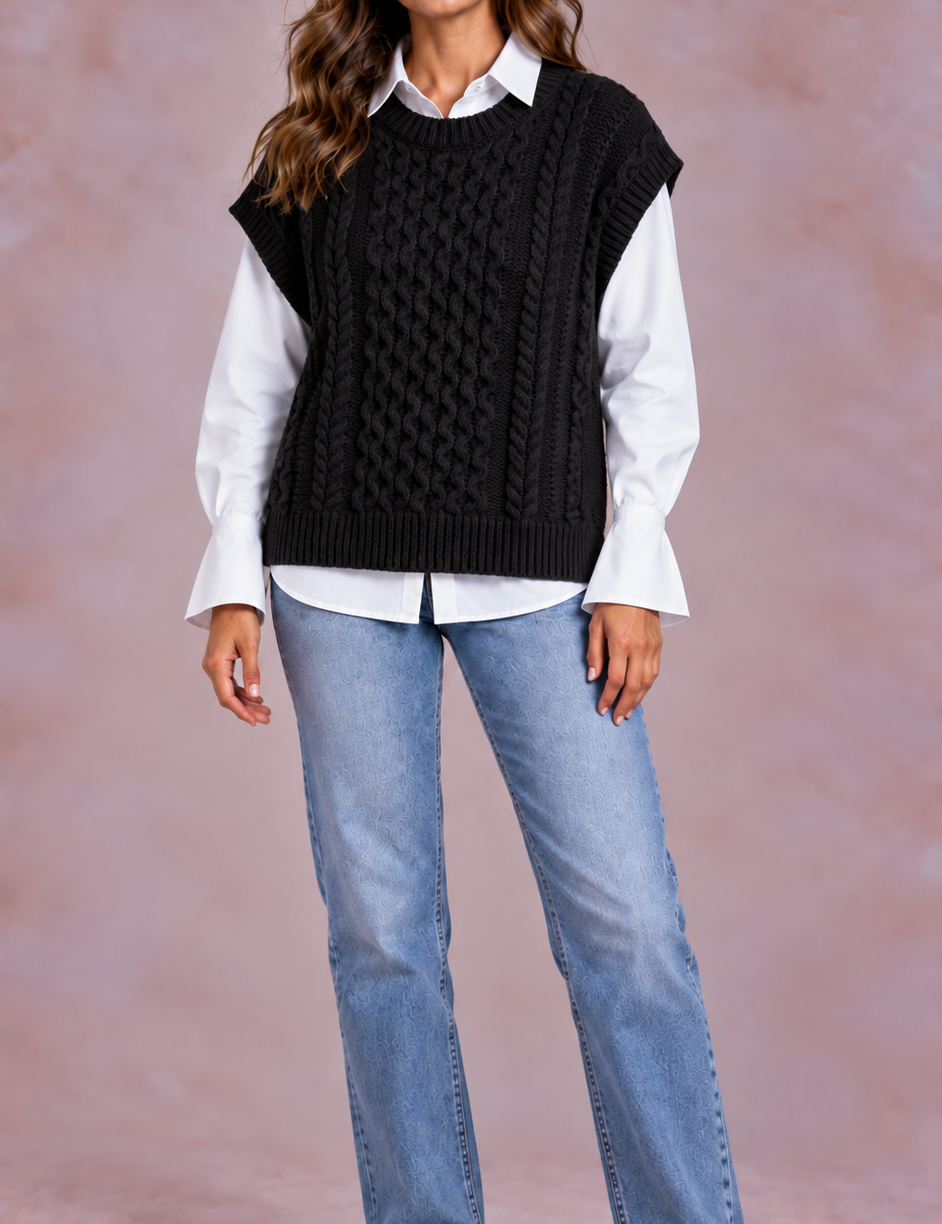 EVO | Damski sweter bez rękawów, krój regular fit