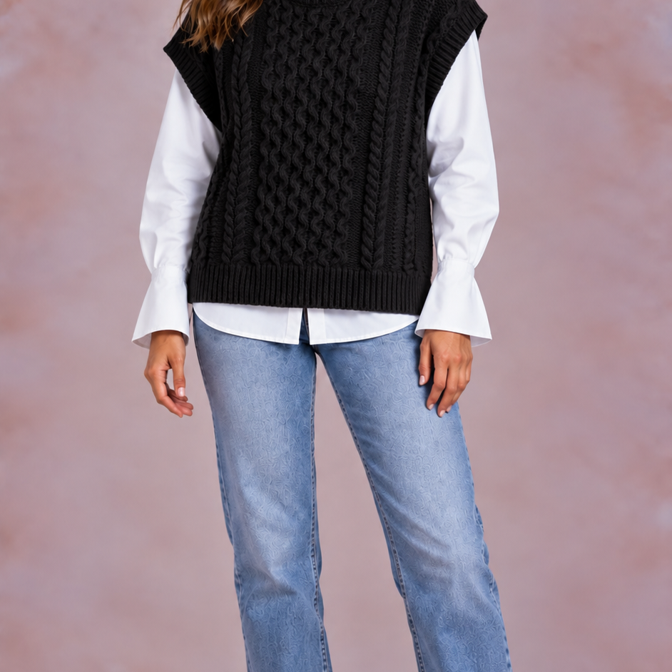 EVO | Damski sweter bez rękawów, krój regular fit
