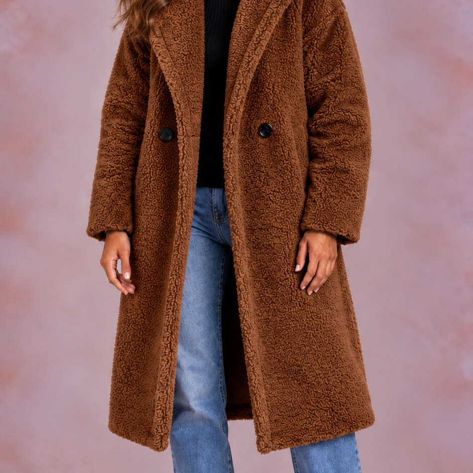 EVO | Damski płaszcz teddy o oversize’owym kroju