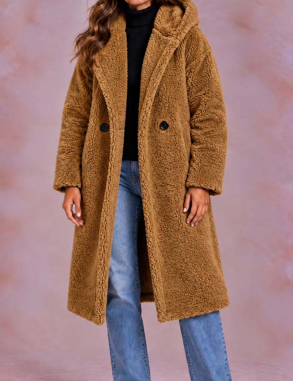 EVO | Damski płaszcz teddy o oversize’owym kroju