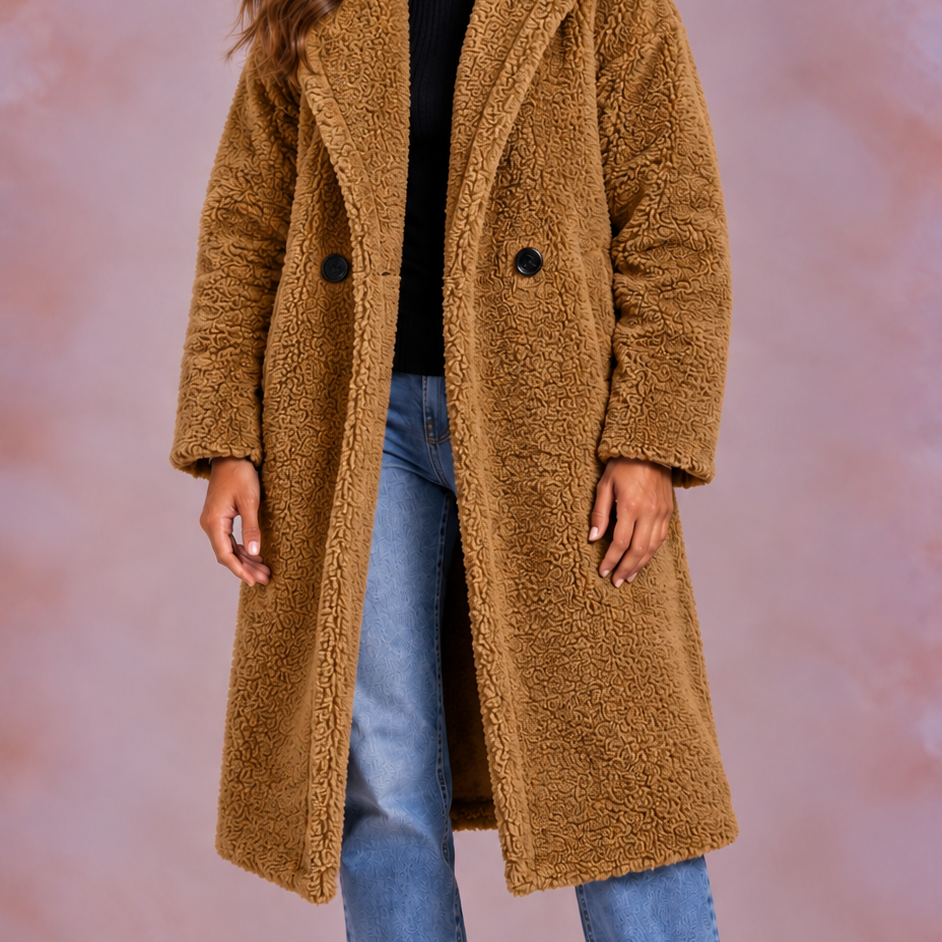EVO | Damski płaszcz teddy o oversize’owym kroju