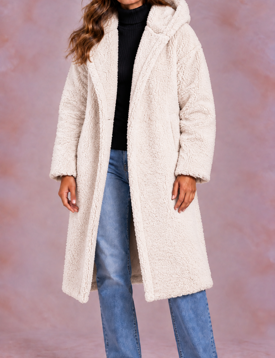 EVO | Damski płaszcz teddy o oversize’owym kroju