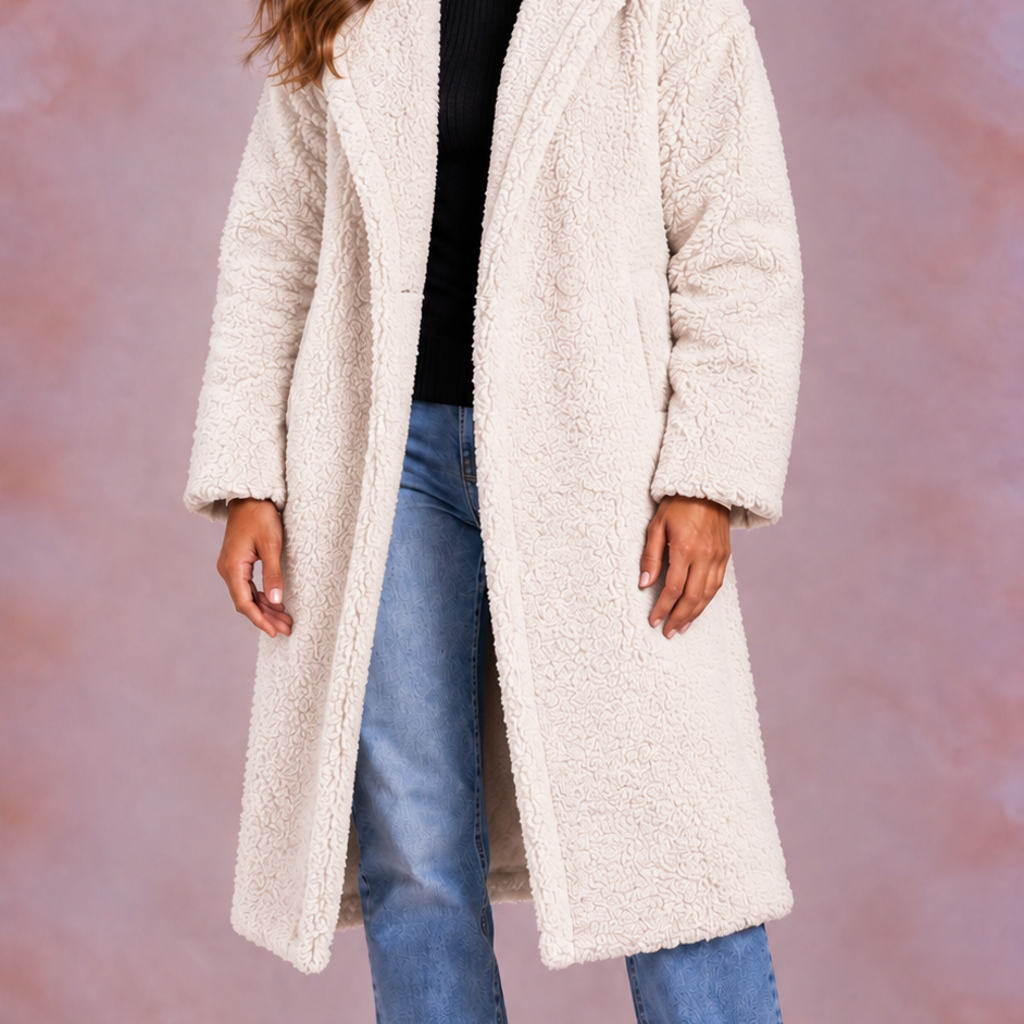 EVO | Damski płaszcz teddy o oversize’owym kroju