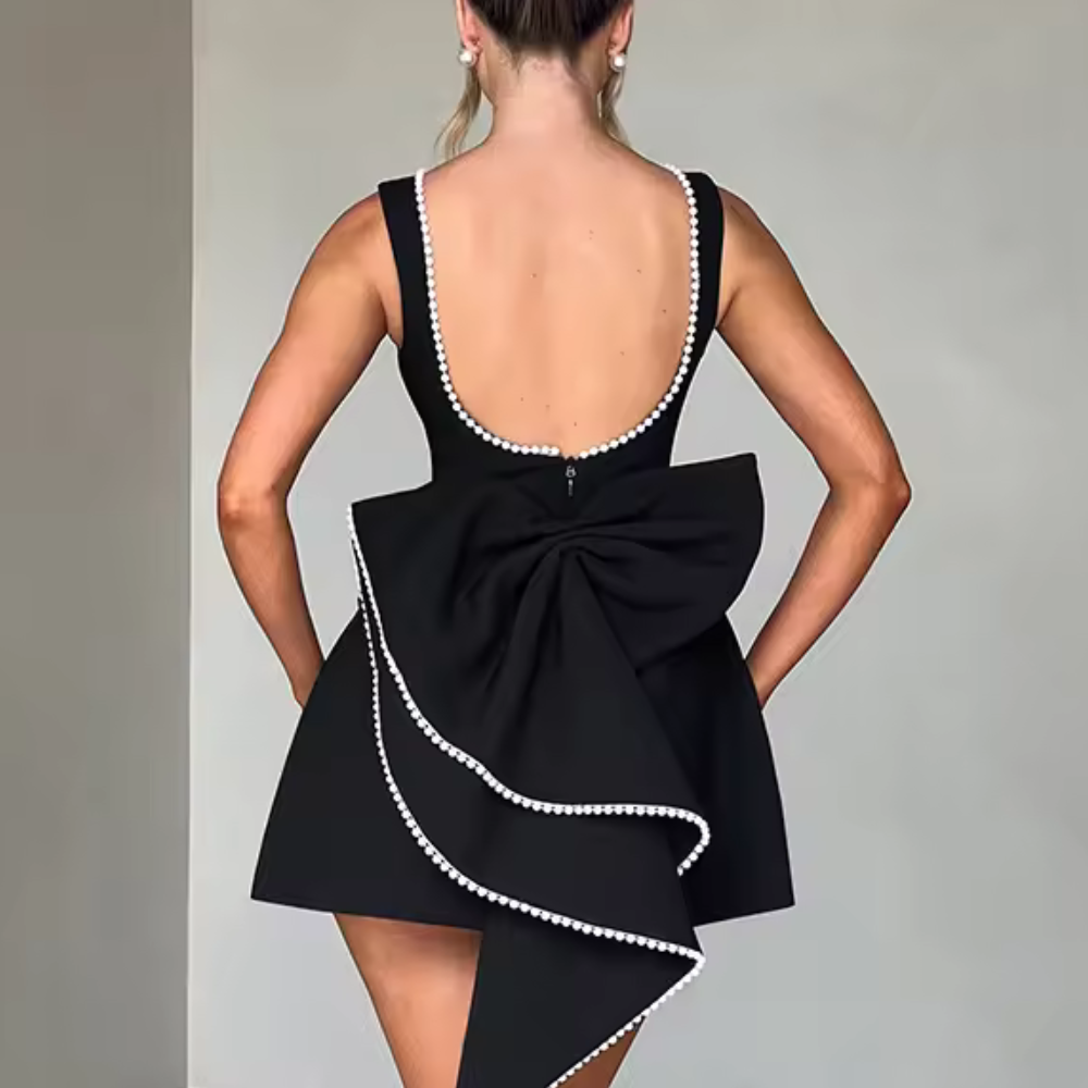 Luna Fashion House | Women's Pearl Embellished Mini Dress – Elegant Party Dress | Sizes S-3XL