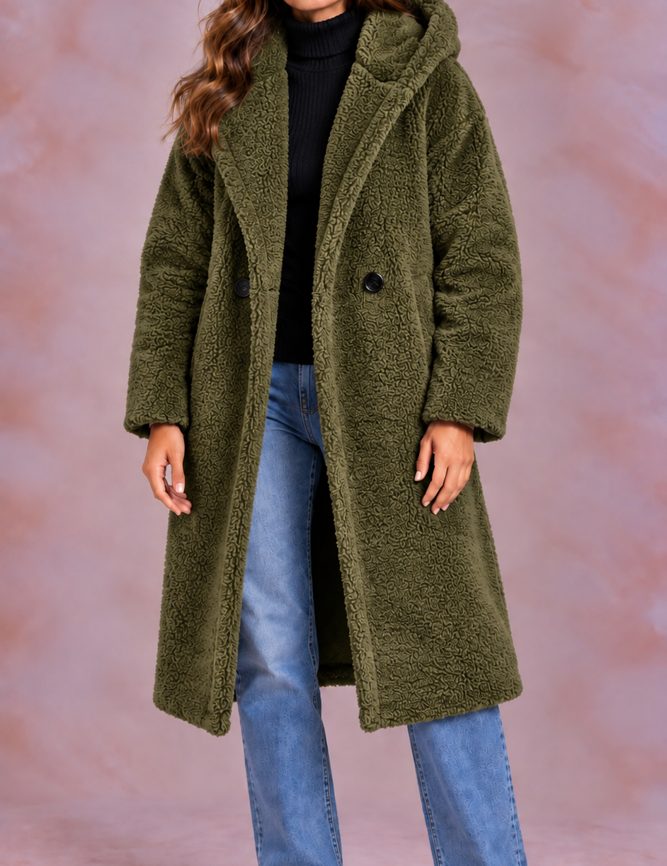 EVO | Damski płaszcz teddy o oversize’owym kroju