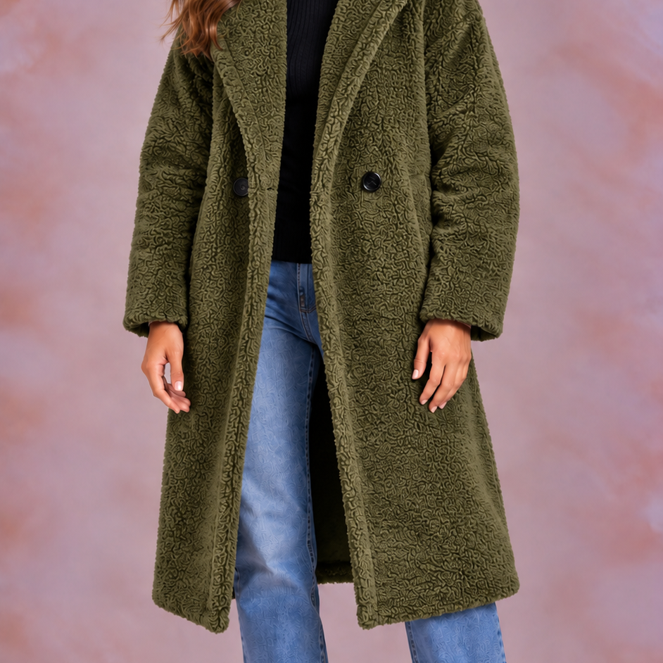 EVO | Damski płaszcz teddy o oversize’owym kroju