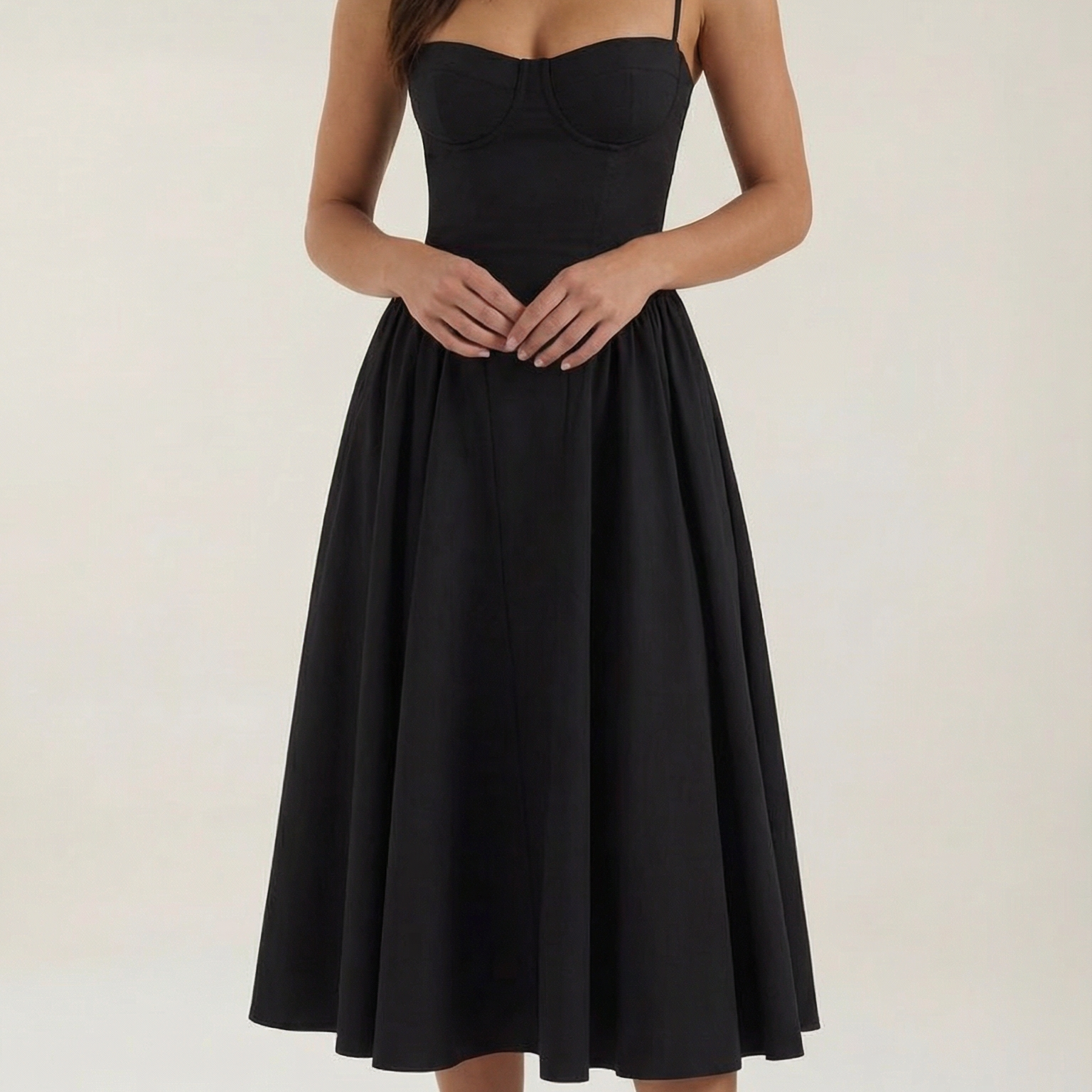 Luna Fashion House | Women’s Floral Corset Midi Dress – Sweetheart Neck Summer Dress