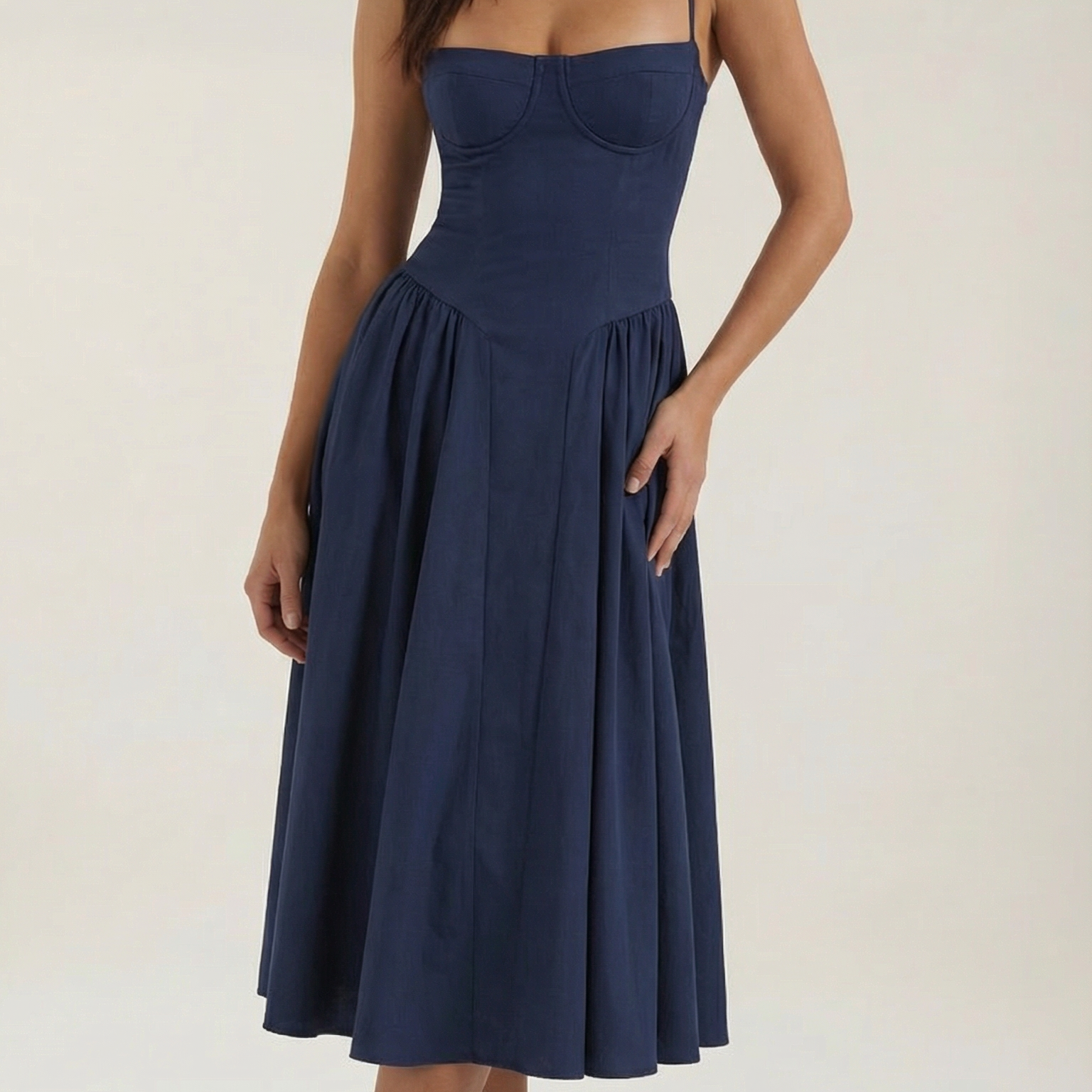 Luna Fashion House | Women’s Floral Corset Midi Dress – Sweetheart Neck Summer Dress