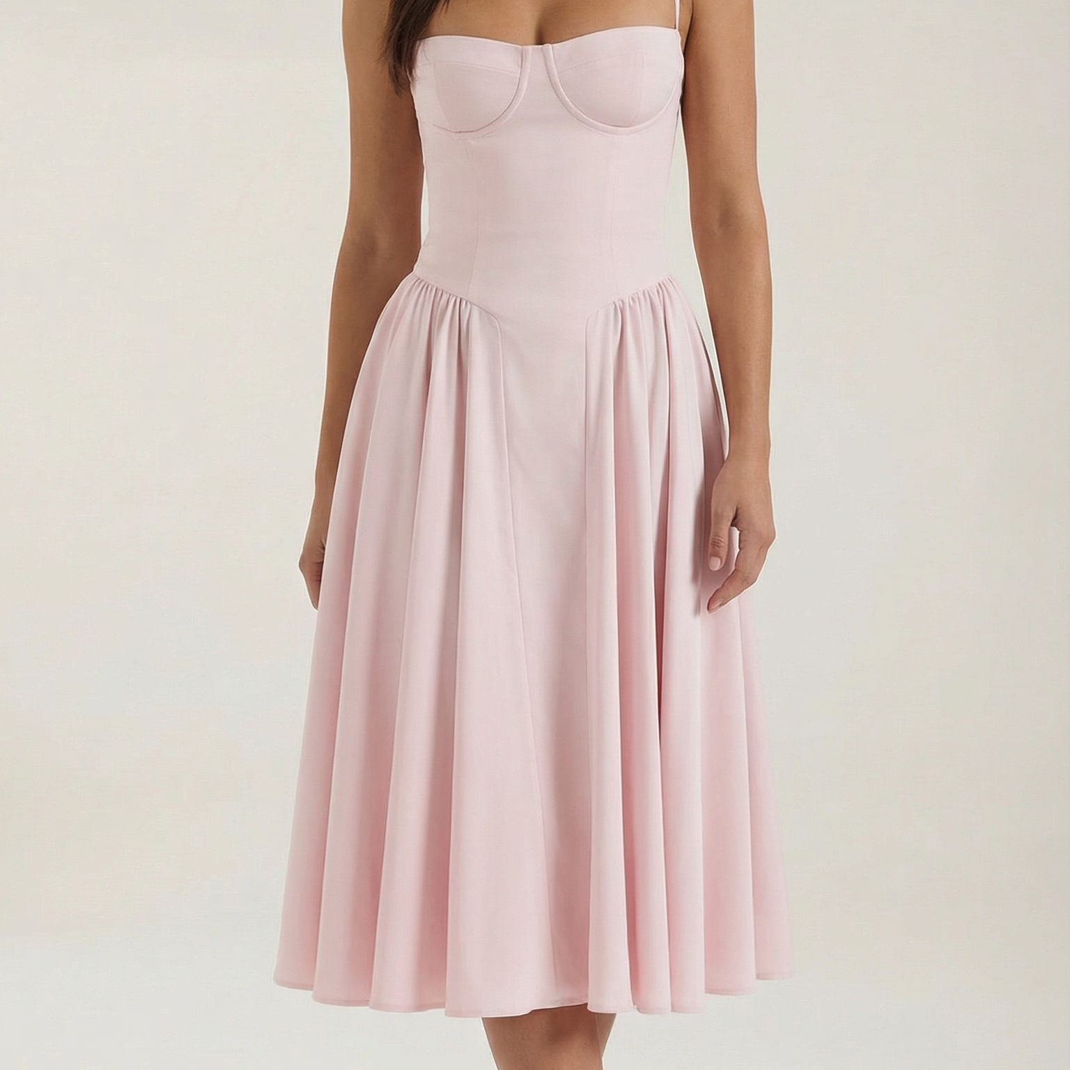 Luna Fashion House | Women’s Floral Corset Midi Dress – Sweetheart Neck Summer Dress