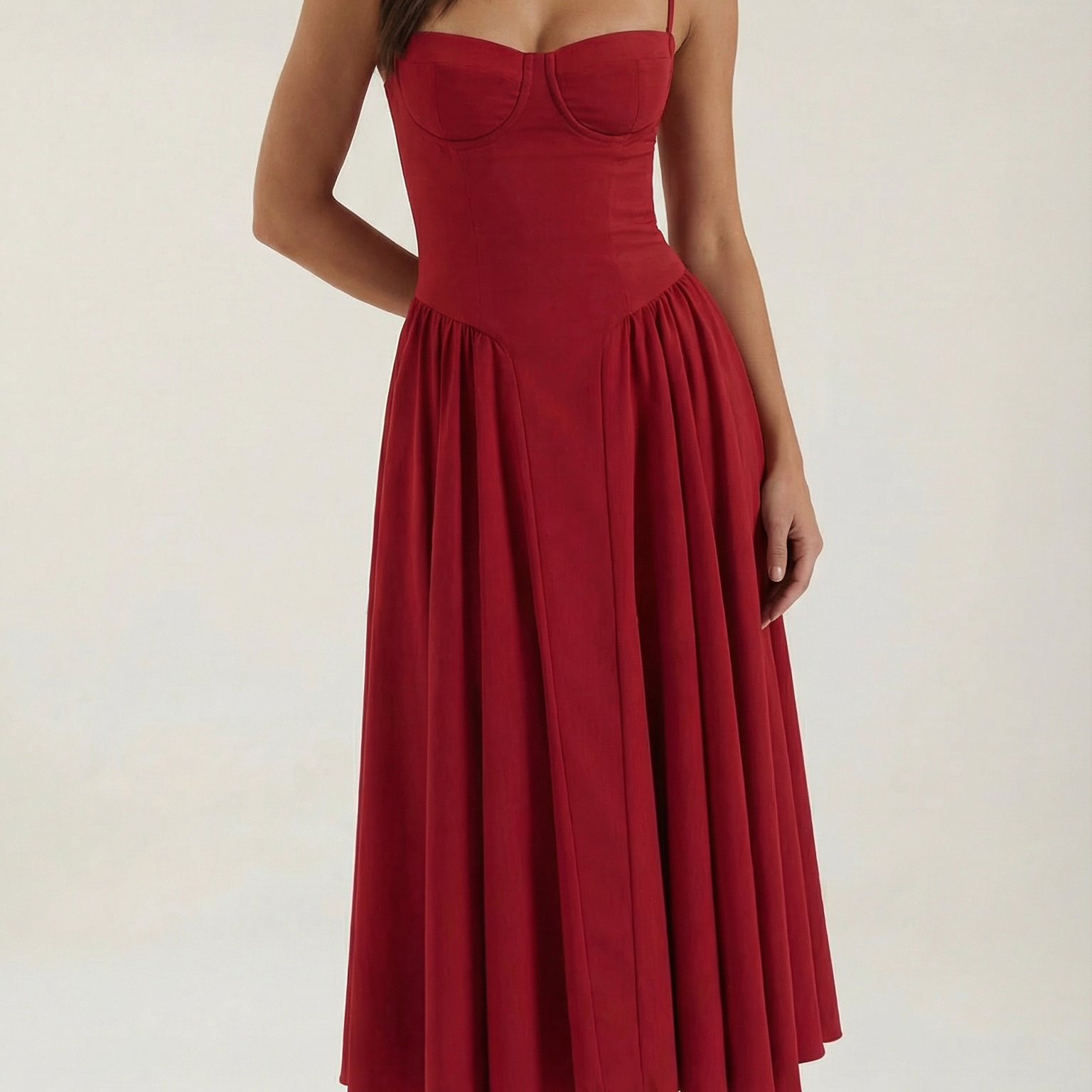 Luna Fashion House | Women’s Floral Corset Midi Dress – Sweetheart Neck Summer Dress