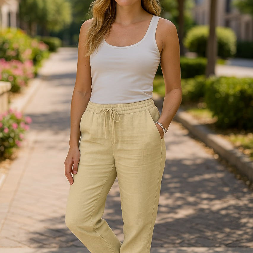 Women’s Linen Trousers – Lightweight, Wide Leg, Relaxed Fit Summer Pants