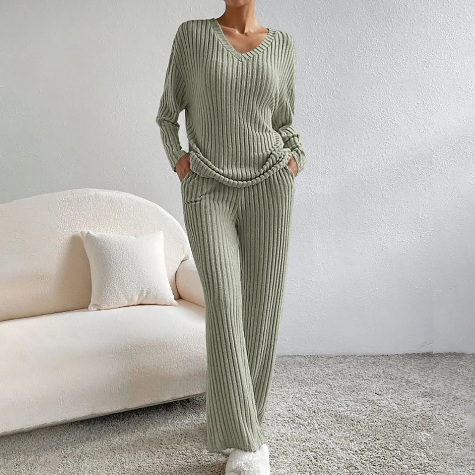 Women's Ribbed Two-Piece Co-Ord Set – Stylish & Comfortable Loungewear