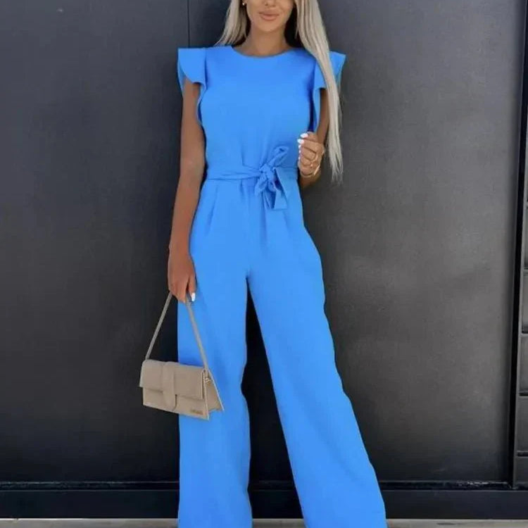 Women’s Ruffled Sleeve Jumpsuit – Relaxed Fit Day-to-Evening One Piece