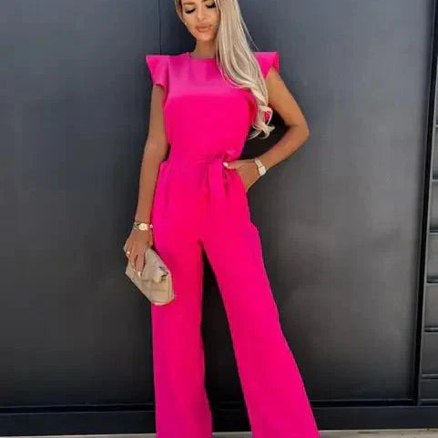 Women’s Ruffled Sleeve Jumpsuit – Relaxed Fit Day-to-Evening One Piece