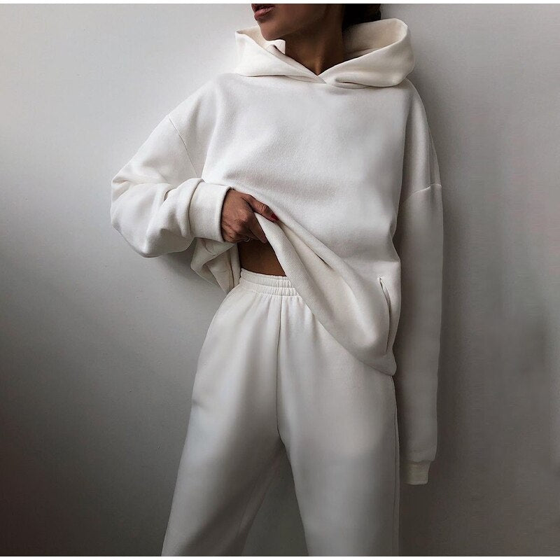 EVO | Damski komplet: oversize’owa bluza z kapturem i spodnie dresowe