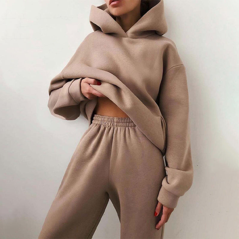 EVO | Damski komplet: oversize’owa bluza z kapturem i spodnie dresowe